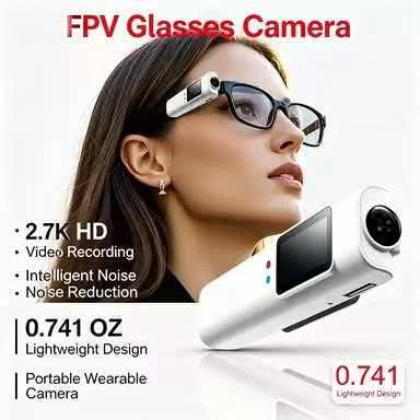 Head Mounted FPV Glasses Camera 2.7K HD Camcorder Noise Reduction Mic Lightweight Action Cam Sports Vlog Recording