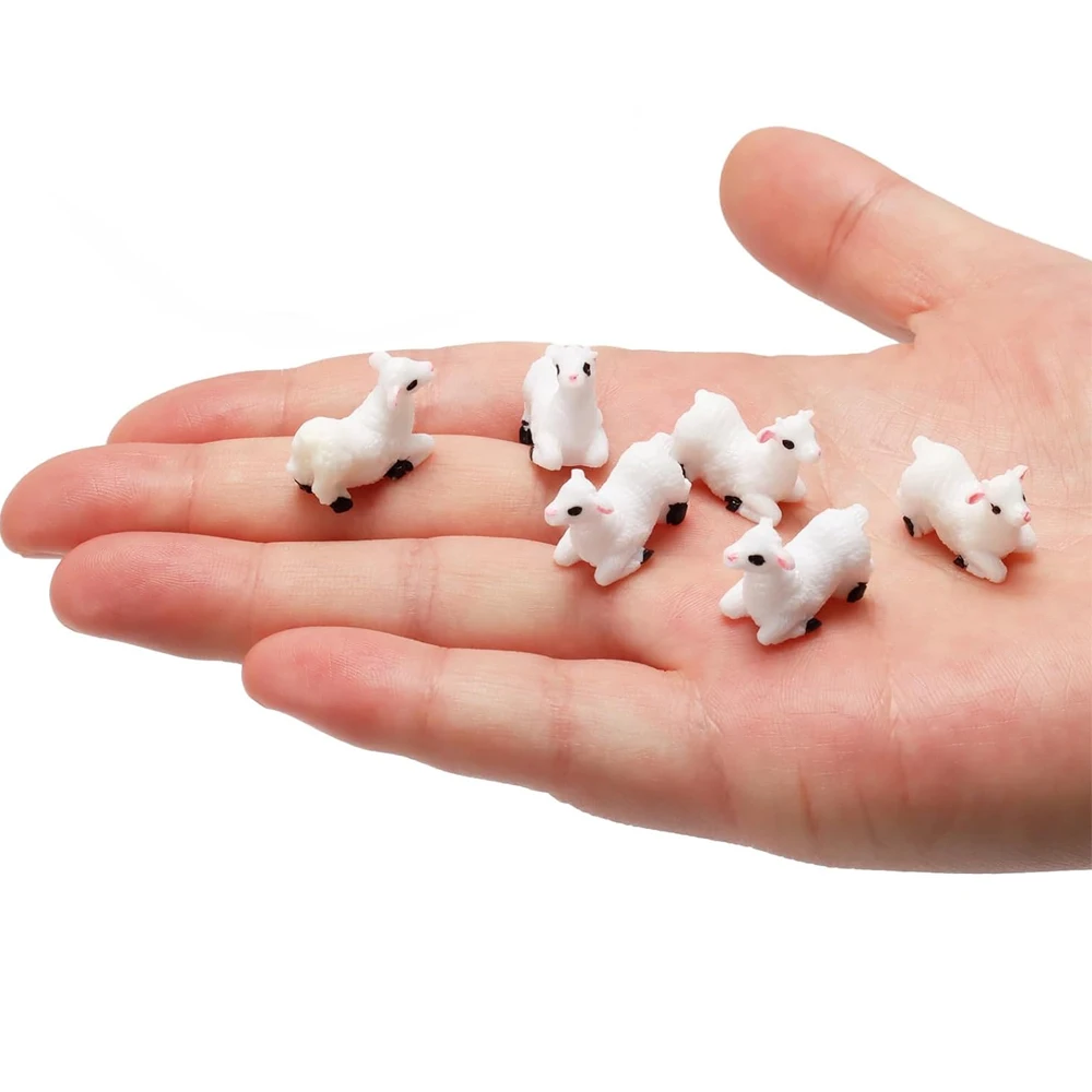 5/10pcs Mini miniature di pecora in resina, simpatiche figurine di piccoli animali per giardino fatato Micro paesaggio casa decorazione artigianale fai da te