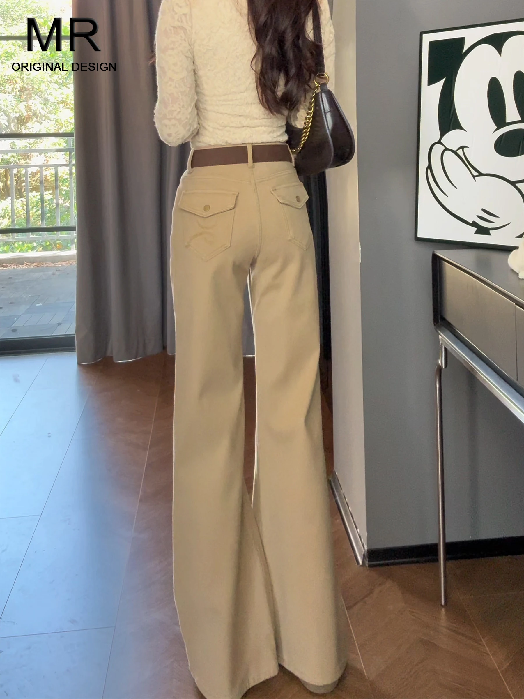 

Свободные джинсы-клеш с высокой талией для женщин, летняя новинка, с вышивкой на разноцветных штанинах, прямые джинсы в пол