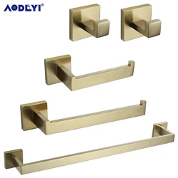 Bathroom Accessories Sets Brushed Gold Clothes Hooks For Wall Shelf Toilet Paper Holder Tissue Towel Rack Coat Hook Hanger Set