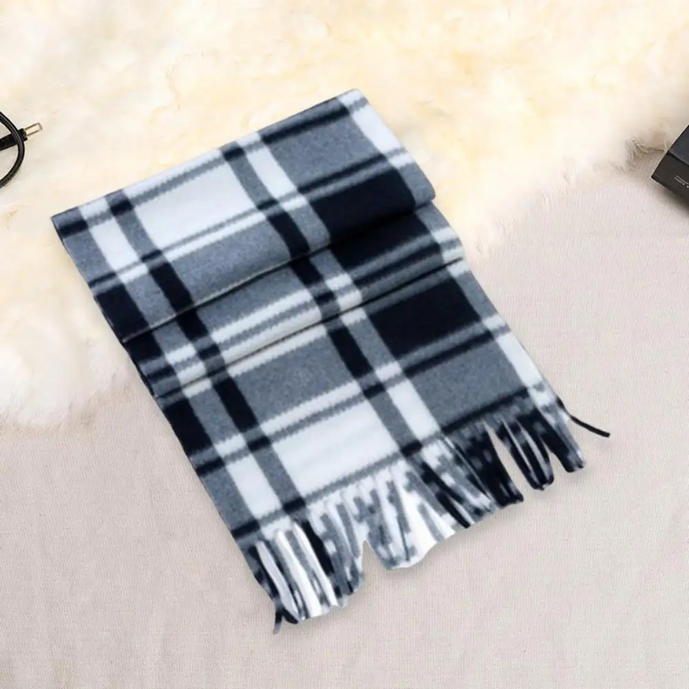 Warmer Winters chal Plaid Print Quaste Winters chal für Unisex dicken warmen doppelseitigen Plüsch langen weiten Nackenschutz für Damen