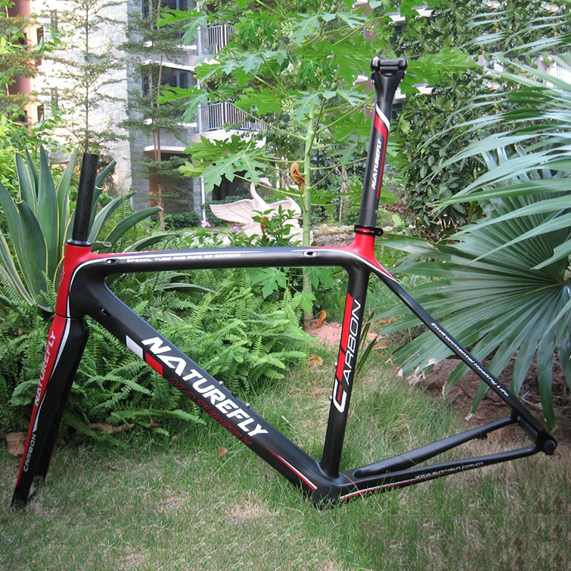 Naturefly Red Black Carbon Road Bike Frame Full Speed Frameset City Bicycle Frame