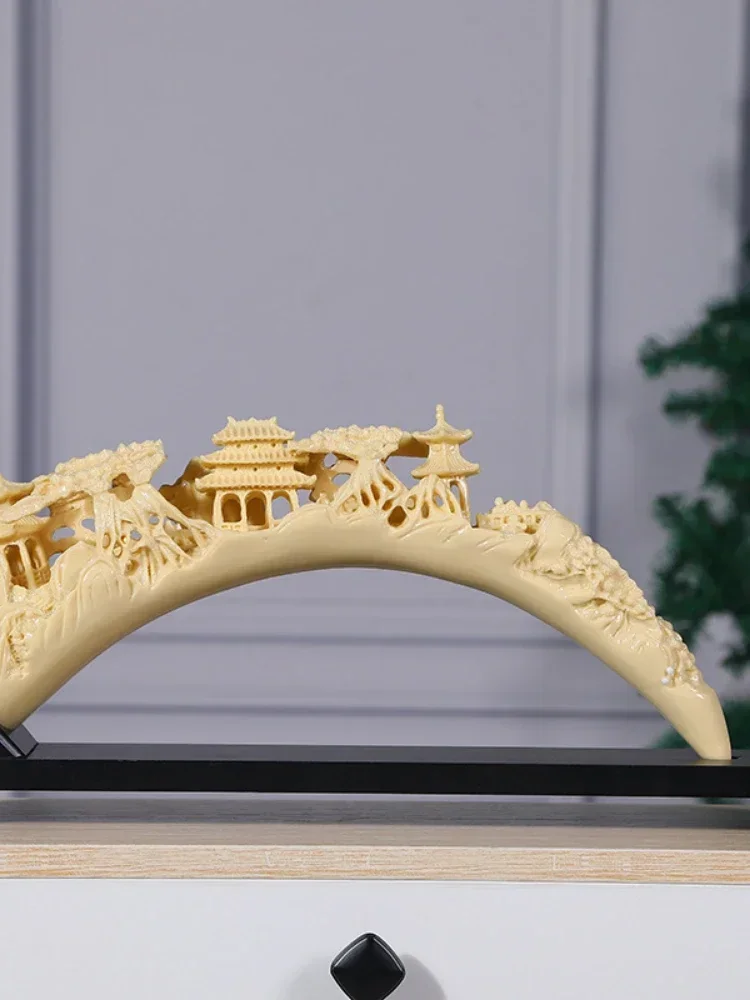 Ivory Bridge and Water Living Room TV Cabinet Office Study Entrance Resin Ornaments Simulation Crafts Home Decoration