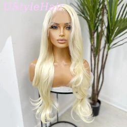 Ustylehair 613 Blonde Lace Front Pruiken Voor Vrouwen Blonde Lange Natuurlijke Golf Pruik Hittebestendige Synthetische Vezel Haar Dagelijks Gebruik