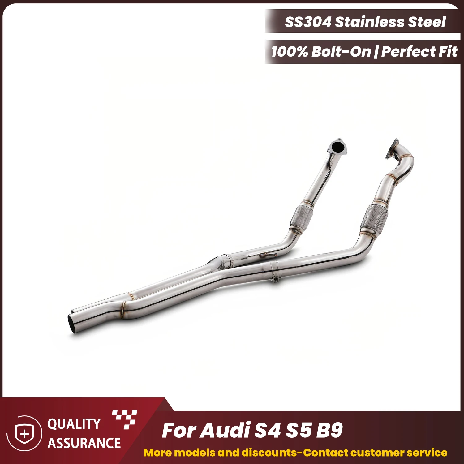 

ECCF Sports Resonant tube For Audi S4 S5 B9 Aggressive Exhaust Sound High Flow Performance Upgrade