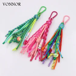 Bohemian Handmade Jewelry Keychain Multi Color Woven Rope DIY Love Heart Letter Women Jewelry Gift Bag Keychain Car Key Pendant