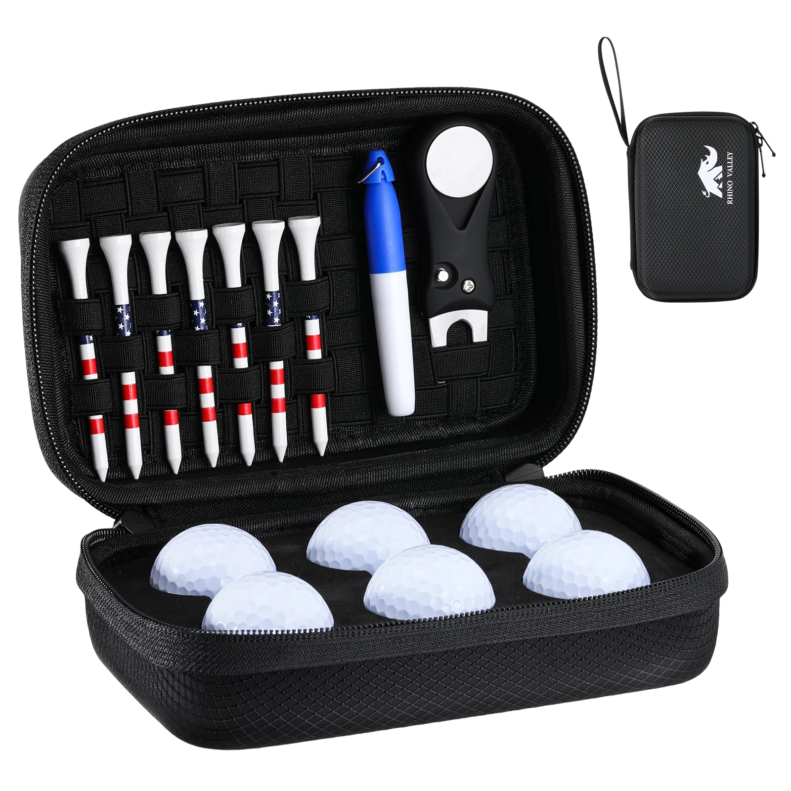 Golf Glove Holder Case Golf Accessories Organizer Bag with Glove Shaper for Phone, Gloves, Balls, Tees, Markers,