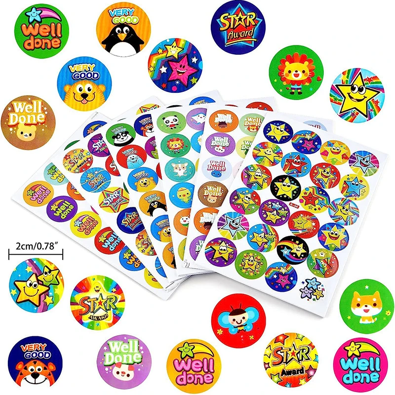 960pcs Motivational Stickers Animal Stars Face Reward Teacher Stickers for Kids Inspirational School Potty Training Sticker Gift