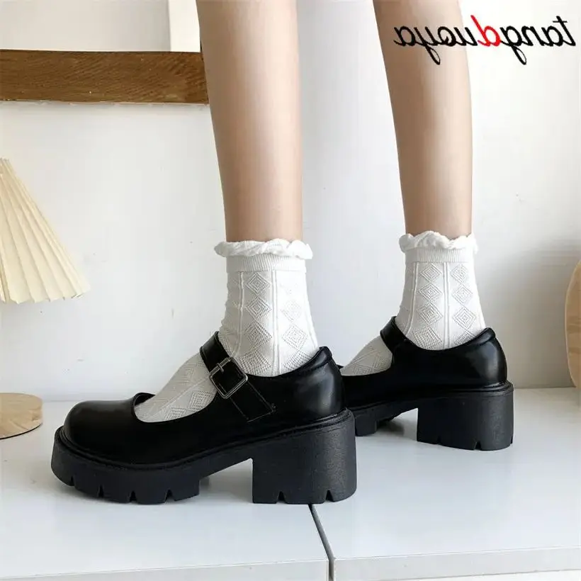 white Lolita Shoes Women Japanese Mary Jane Shoes Women Vintage Girls Students JK Uniform High Heel Platform Shoes Cosplay 43