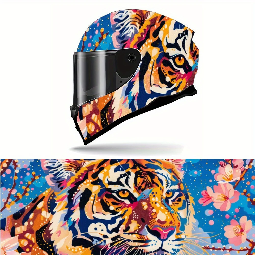 

Starry Sky Plum Blossom Tiger Print Full Helmet Wrap Sticker Motorcycle Helmet Racing Graphic Decal Vinyl Wrap Helmet Decorative