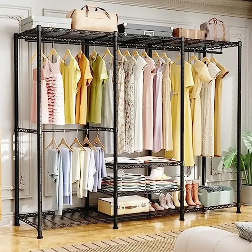 Metal Garment Rack Heavy-Duty Closet Organizer 4 Tiers Max Load 780LBS 67.9