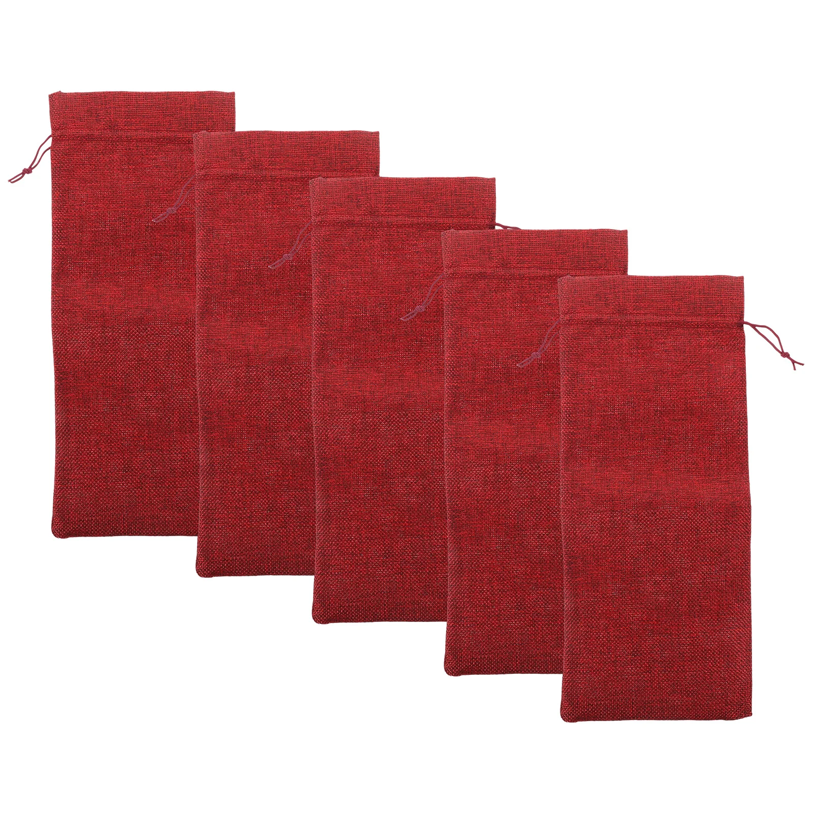 

5Pcs Wine Bottle Bags Drawstring Linen Design Christmas Decoration Wedding Wine Bottle Cover Holiday Gift Pouch