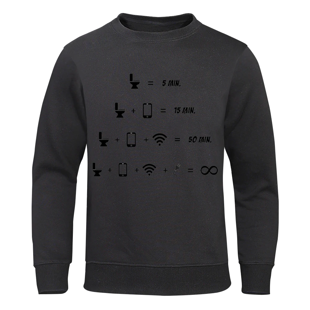 Mobile Phone Plug Wifi Symbol Print Men Clothes 2023 Fashion Crewneck Hoody Casual Crewneck Sweatshirt Autumn Fleece Streetwear