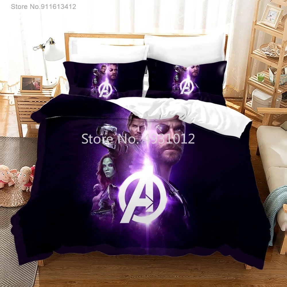 Disney Avengers Captain America Super Hero Bedding Set 3D Printed Hulk Duvet Cover Bedclothes with Pillowcase Home Textiles