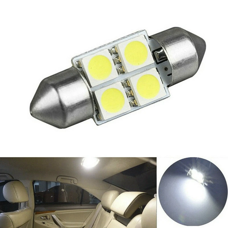 28Pcs LED Interior Package Kit For T10 36Mm Map Dome License Plate Lights White