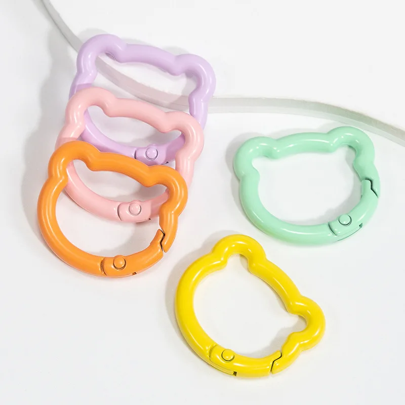 พวงกุญแจรูปหัวใจแมวน่ารัก 5 ชิ้น พร้อมคลิปหนีบแบบคาราไบเนอร์ สำหรับทำพวงกุญแจ DIY ห่วงคล้องกระเป๋า สายคล้องคอ งานฝีมือ DIY