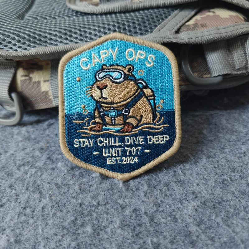 2026 New embroidery Patches, Capybara Morale Badges, For Clothing, Hats, Backpacks, etc., Hook and Loop