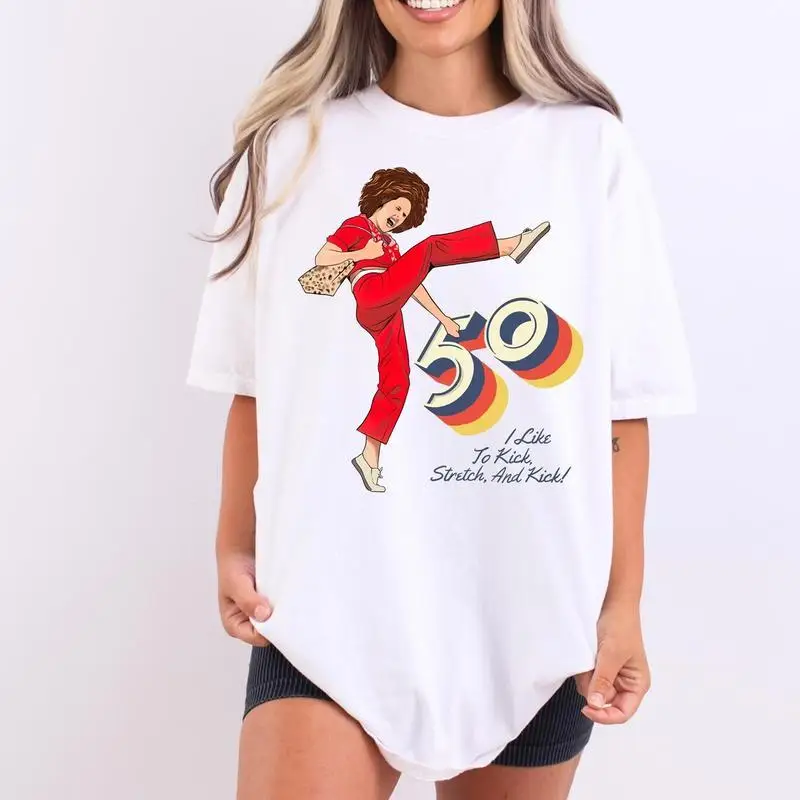 

"Funny 50th Birthday T-Shirt for Women | I Like To Kick Retro Graphic Tee | Sassy Vintage 50th Party Gift"