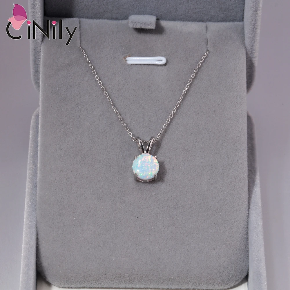 CiNily Authentic. Solid 925 Sterling Silver Pendant Created Blue White Fire Opal Wholesale for Women Jewelry Pendant SP007-08