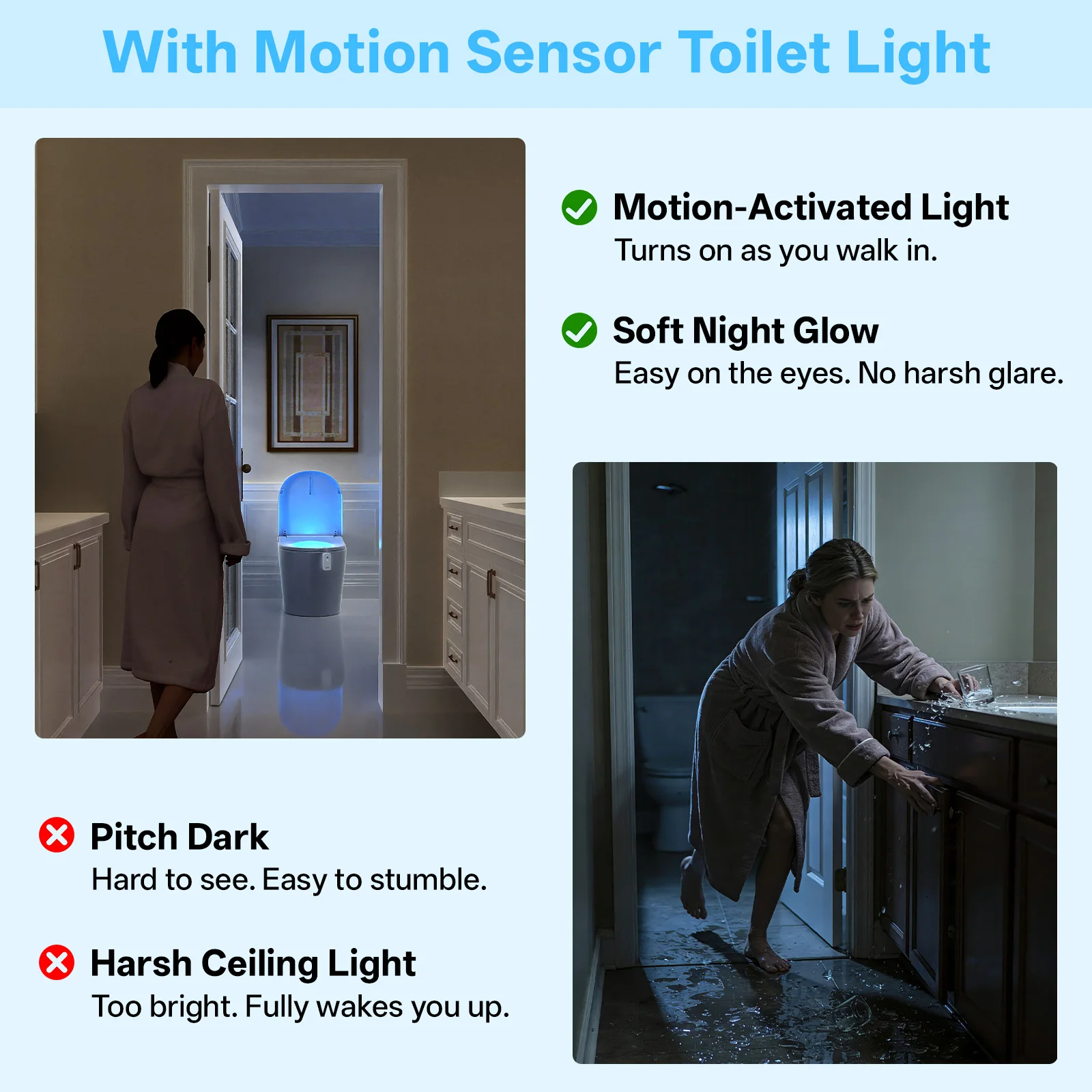 Bild 6: PZSUNLY Bewegungssensor LED Toiletten-Nachtlicht USB Wiederaufladbar 16 RGB IP65 Wasserdicht Biegbares Badezimmer-Ambientlicht Toilettenlampe für Ältere Kinder Familiengeschenk