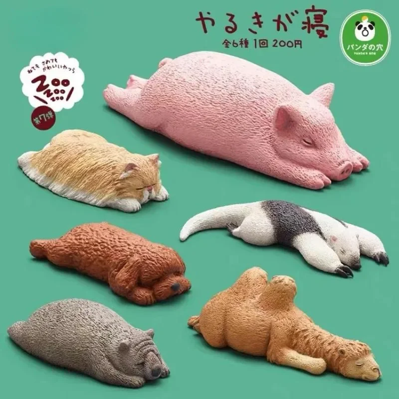 Zoo Sleeping Posture Anime Action Funny Gashapon Figure Model Toys Gift for Children Collection Ornament