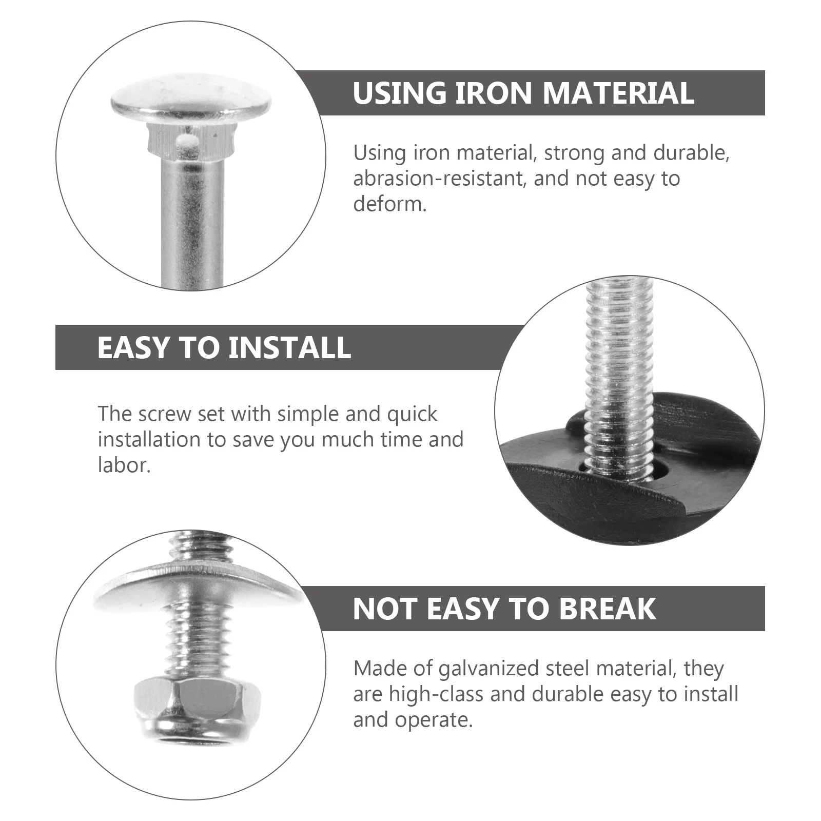 10Sets Trampoline Replacement Parts Durable Iron Fixing Screws Kids Safety Trampoline Screws Fixed Tools for Trampolines