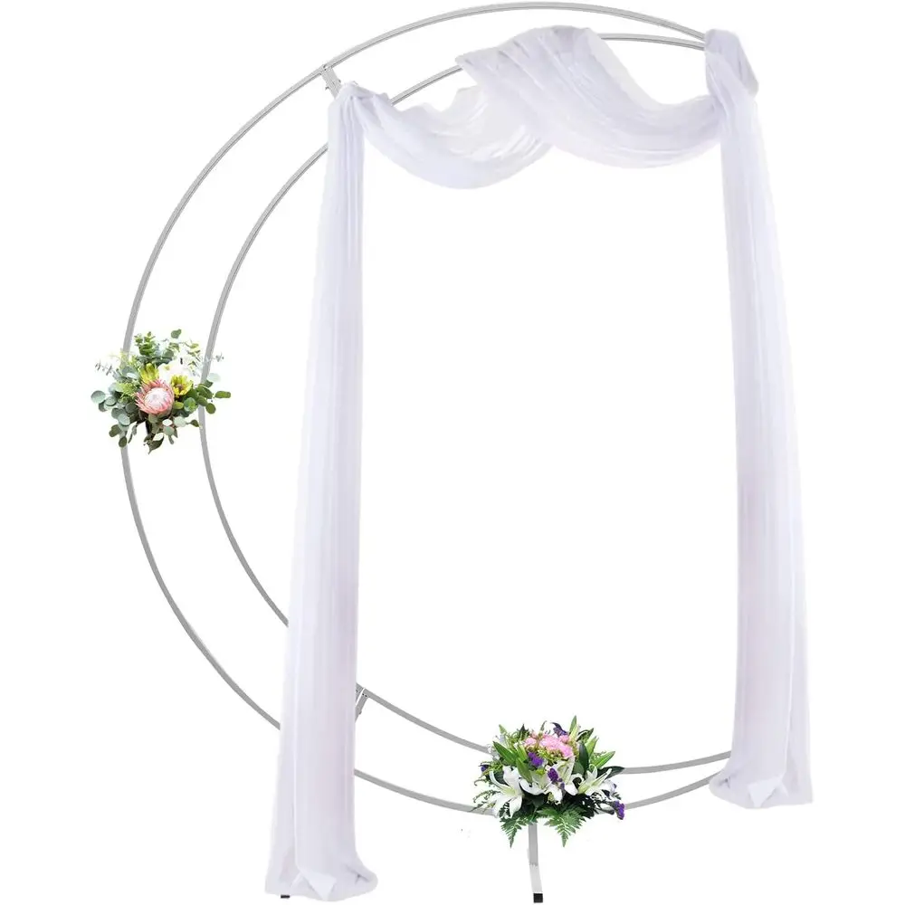 Heavy-Duty 7FT Steel Arch Stand for Outdoor and Indoor Weddings, DIY Garden Ceremony Decorations (White)