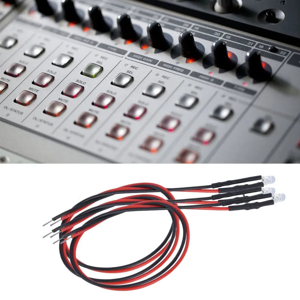 50PCS 12V LED Light Emitting Diodes 3mm Multicolor Quick Flashing LED Diode Wired Light Emitting Diode Indicator Lights