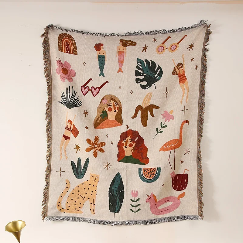 Kawaii Blanket Tapestry Throw Bedspread Fashion Blanket Sofa Women Ladies Girl Bedroom Decoration Multifunctional Blankets