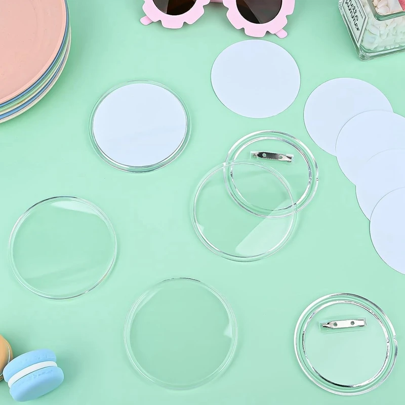 50PCS Button Maker DIY Button Pins, Acrylic Design Button Badge Clear Button Pin Badges