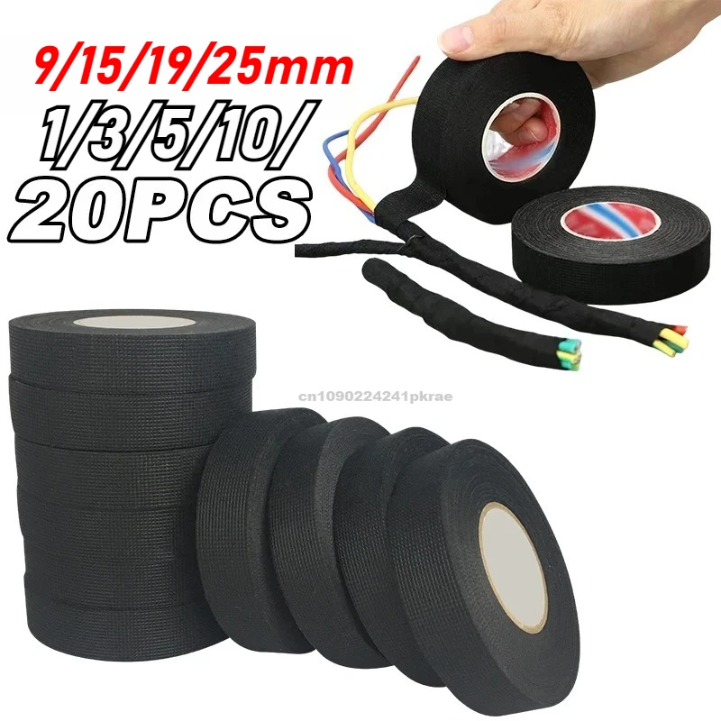 

9/15/19/25MM Electrical Insulating Tape Heat Resistant Harness Tape Car Cable Harness Wiring Loom Protection Waterproof Tape