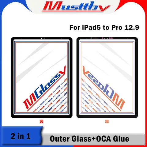 Musttby 5pc 전면 유리 + OCA iPad mini 4 5 6 Air 2 3 4 5 Pro 9.7 10.5 10.9 11 12.9 2017 2018 2021 외부 터치 교체