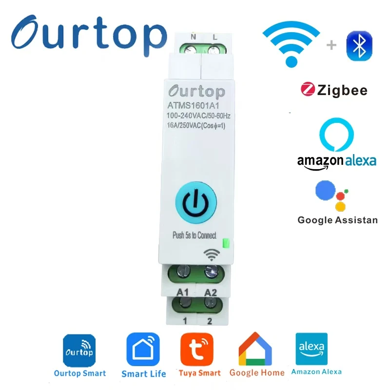 TUYA WIFI Smart Circuit Breaker with Metering 60A DIN Rail for Smart Home Wireless Remote Control Switch by APP