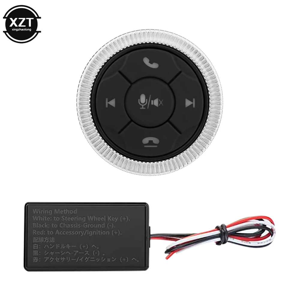 Universal Wireless Bluetooth-compatible Car Steering Wheel Remote Control GPS Smart Button Key Volume Controller Phone Handsfree