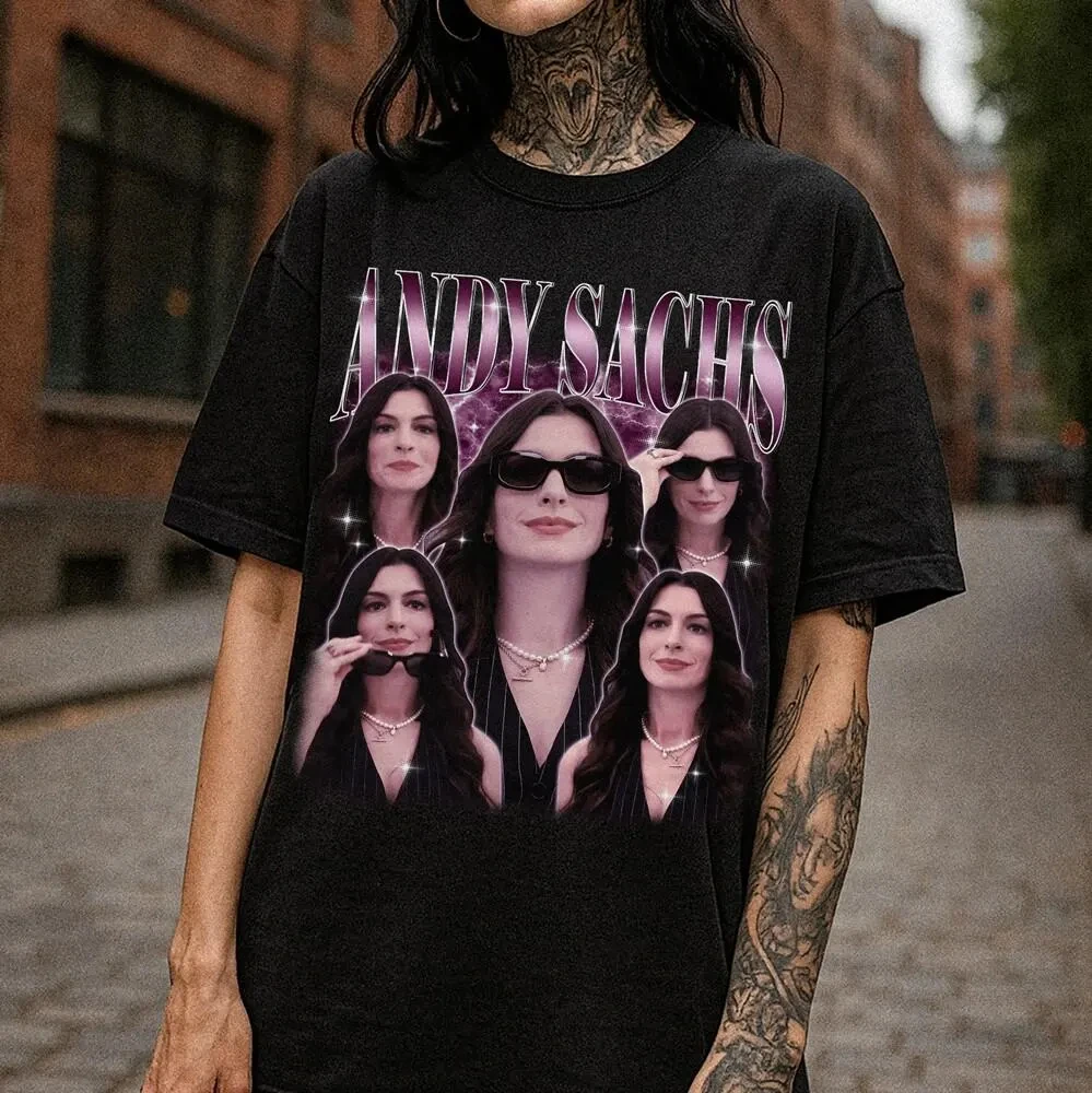 Camiseta do filme The Devil Wears Prada Andy Sachs para homens e mulheres, verão, algodão, roupas Y2K, moda casual, manga curta, unissex