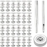 100pcs Stainless Steel Canvas Snap Fastener Kit With Tools Snap Fastener, Used For Boat Cover, Sewing Leather, Tent