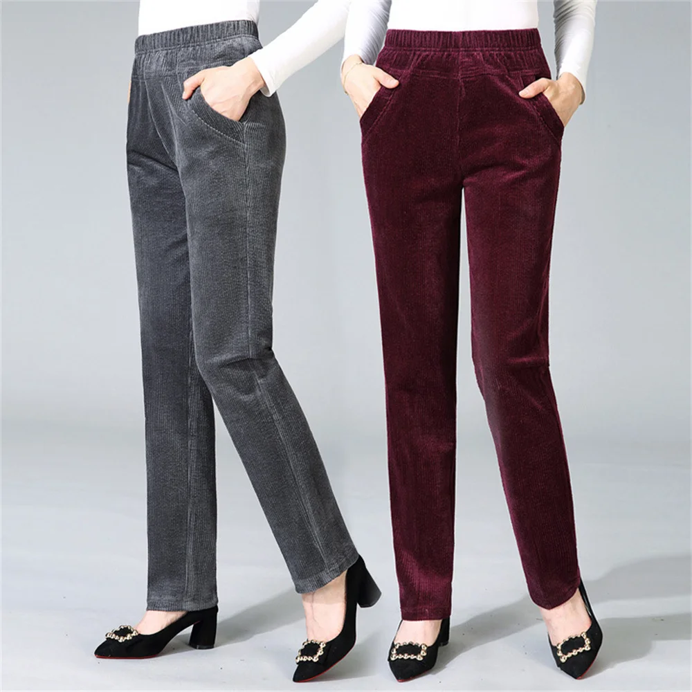 Thick Plush Corduroy Casual Pants For Women Fashion Warm Autumn Winter Trousers High Waist All Match Harem Pants Ladies 2023