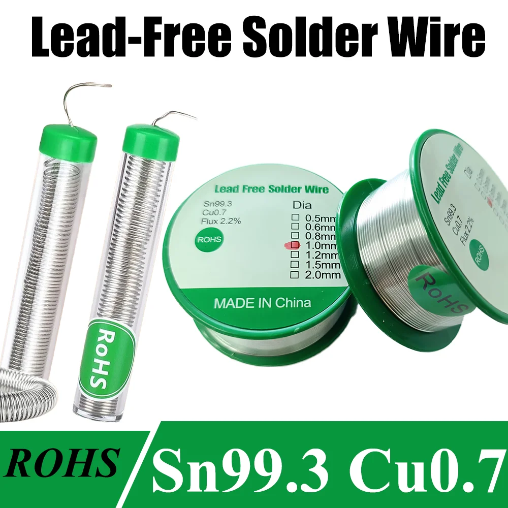 Lead-free Solder Wire Sn99.3Cu0.7 0.5/0.6/0.8/1.0/1.2/1.5/2.0mm Roll And Pen Clean Rosin Welding Core Soldering Wire RoHS