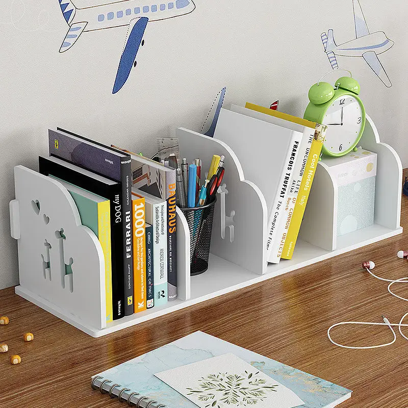 Hollow Book Storage Rack Wooden Office Desktop File Shelf Information Magazine Storage Holder Living Room Table Book Stand