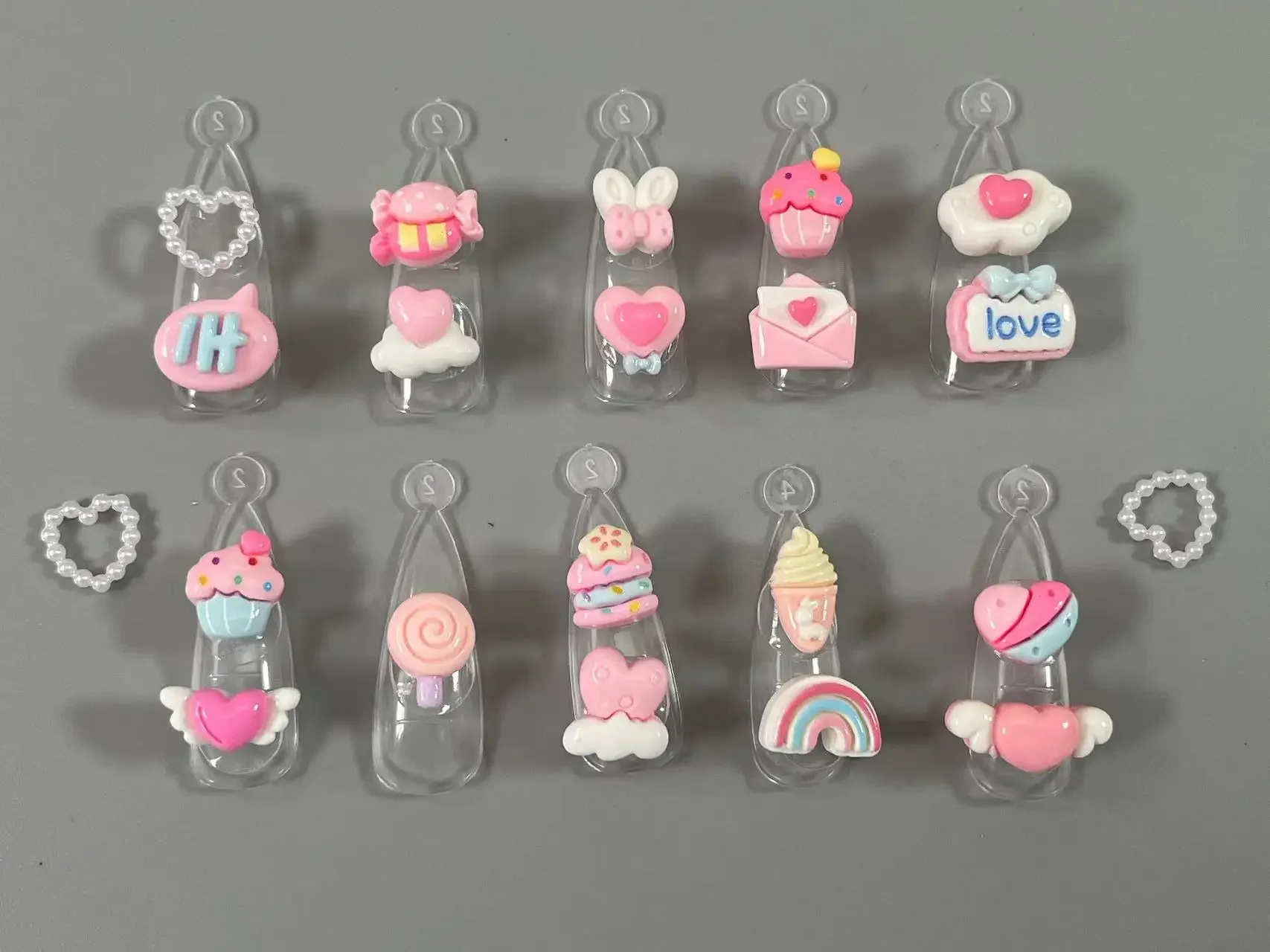 Boîte à Nail Art en Résine Rose pour Salon de miles, 154 Pièces, Mini Dessin Animé, Nuage d'Amour, Nministériels d Papillon, Bonbons, Kawaii, Creux, Perle, Cœur, Mélange