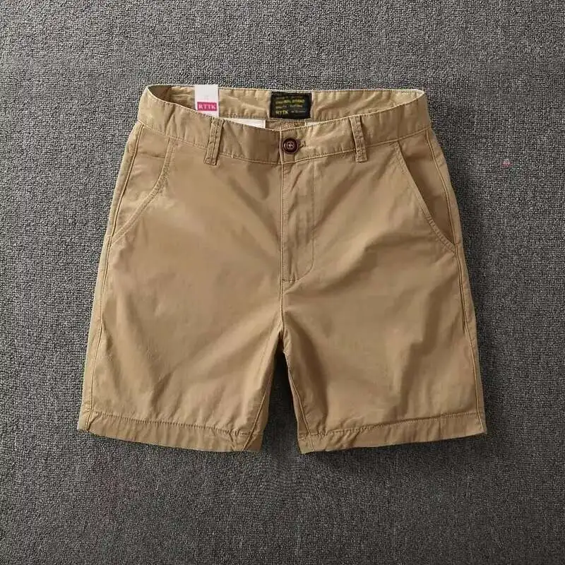 Textured Casual Pure Washed Soil, Men's Summer Cotton, Shorts, Trendy Solid Color, Versatile Slim Fitting Workwear, S Shorts,