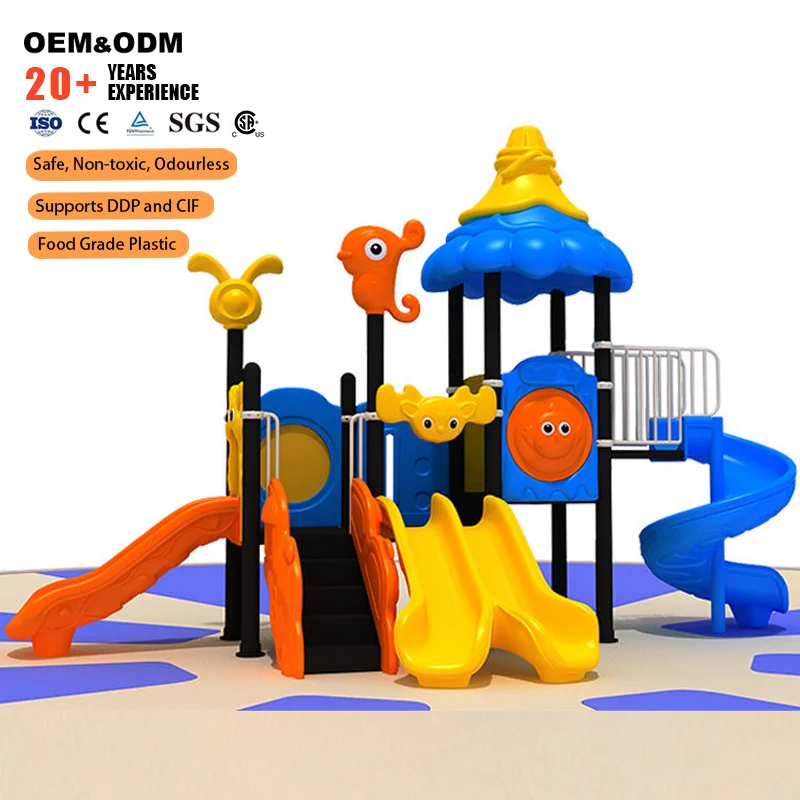 SageDelightRides Commercial Outdoor Playground Equipment Cartoon Slide Kids LLDPE Plastic Metal School Community Park Wholesale