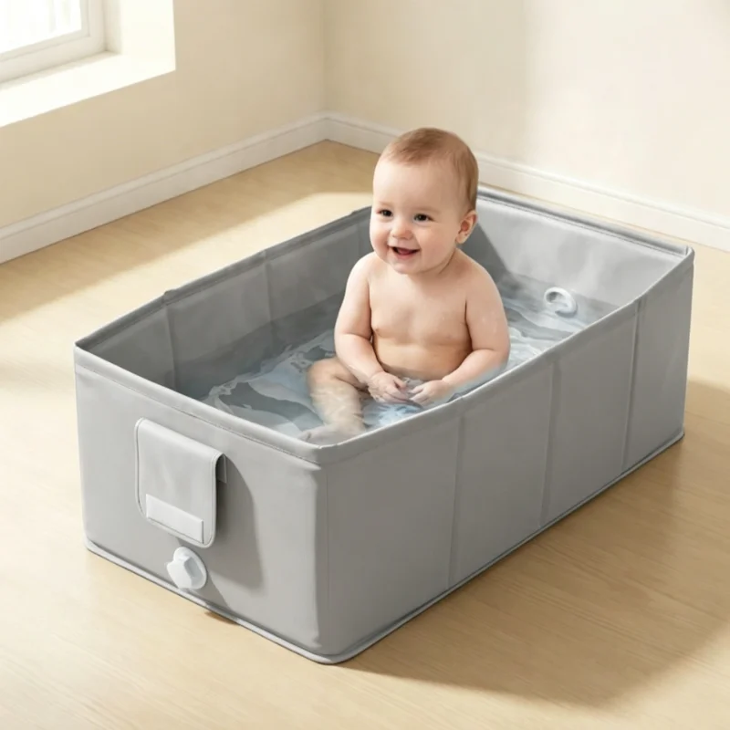 

Foldable Baby Bathtub, Collapsible Baby Bath Tub, Portable Toddler Bathtub for Travel, Baby Shower Gifts for Newborns