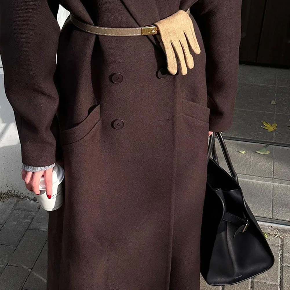 

Women's Long Sleeve Double Breasted Lapel Jacket Classic Outerwear for Office Commuting Street Style Casual and Daily Use