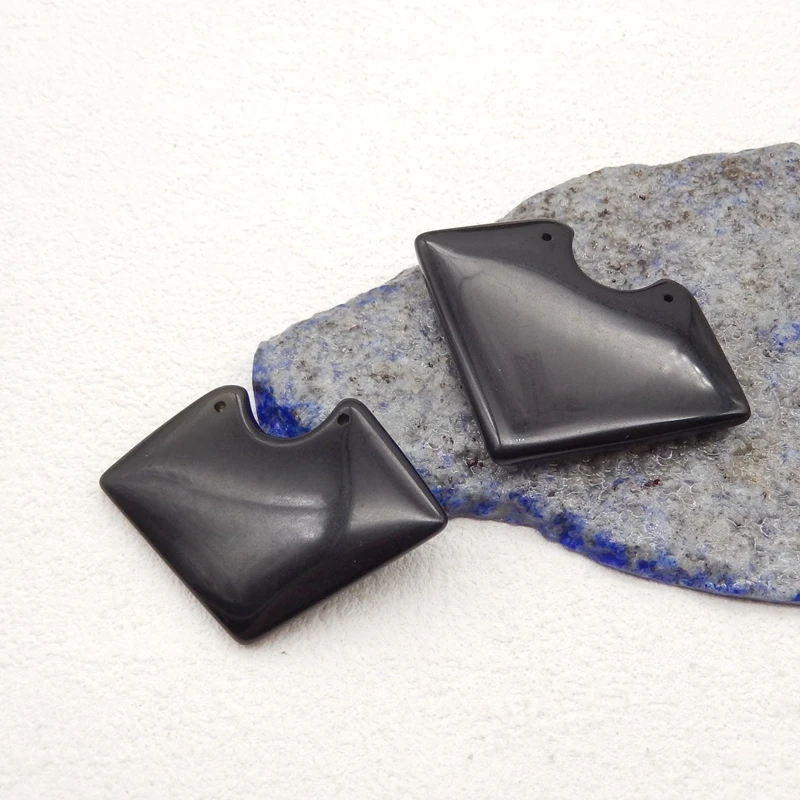

2Pcs Charms Natural Stones Obsidian Double Holes Pendants Jewelry DIY For Necklace Jewelry Making 42x29x4mm 12g