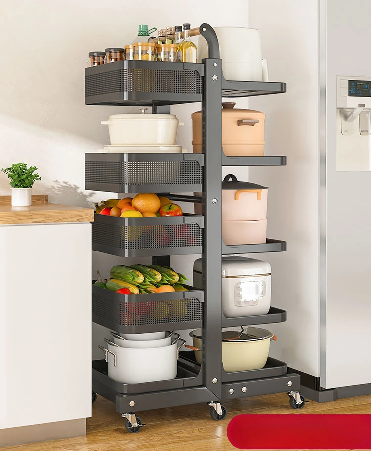 

Floor-Standing Multi-Layer Household Kitchen Pot Rack Mobile Storage Rack Vegetables Cookware Storage Rack