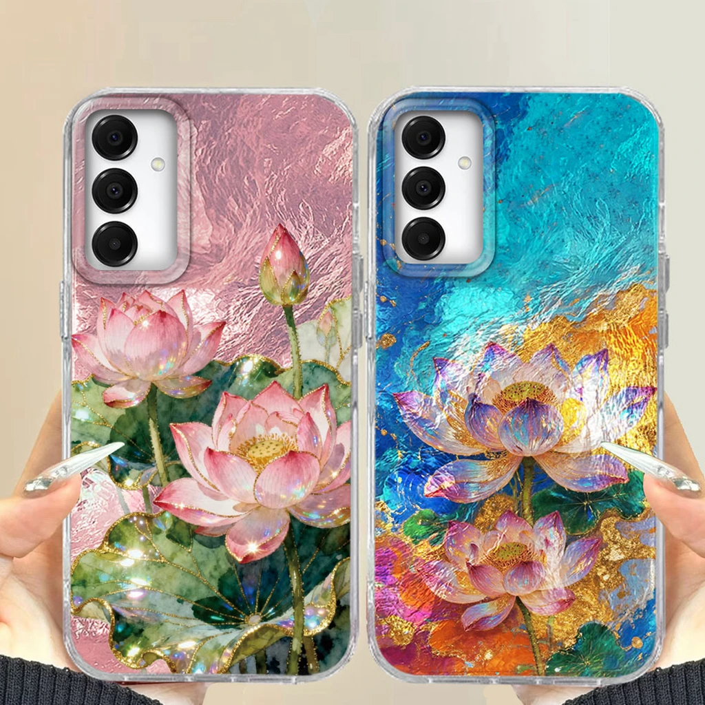 Koreanische Lotus Blume Mädchen Luxus Telefon Fall Für Samsung Galaxy A56 A55 A16 A07 A17 A26 A54 A15 A13 A36 A25 A35 A14 A34 A12 Abdeckung