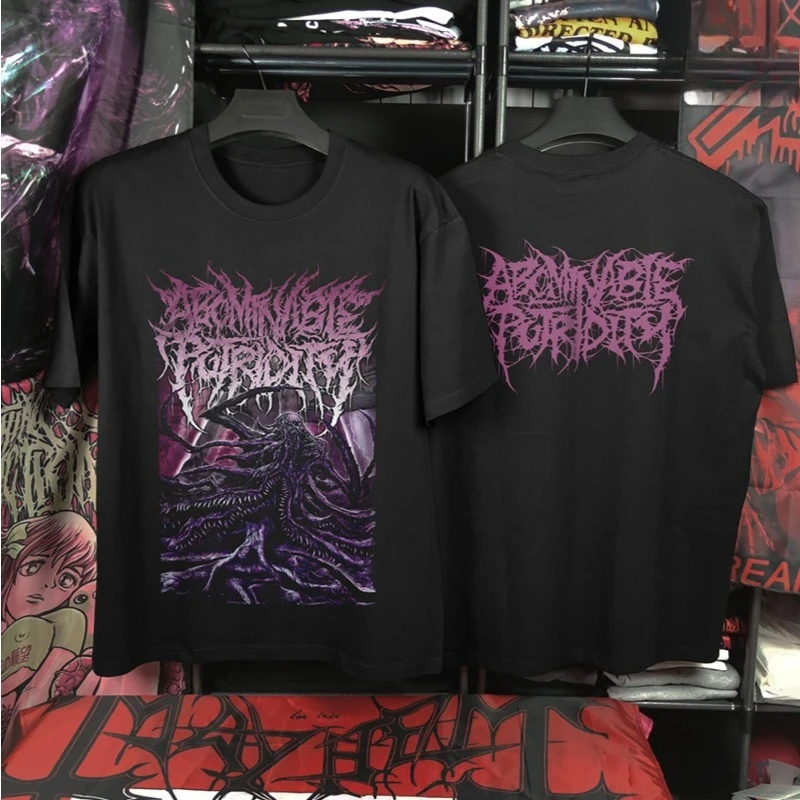 تي شيرت Abominable Putridity Band تي شيرت رجالي صيفي أنيق بأكمام قصيرة من القطن ملابس فضفاضة مريحة للرجال والنساء
