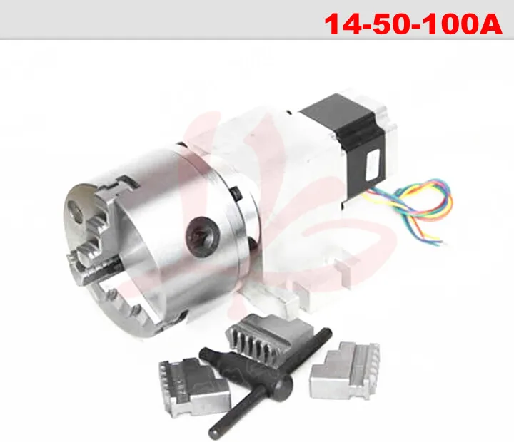 4th Axis 3 Jaw Chuck 100mm CNC Harmonic Reducer Dividing Head Rotary Axis for Cnc Engraving Milling Machine