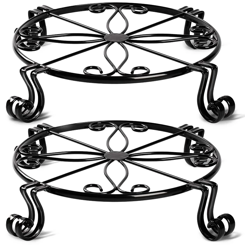 

BEAU-2 Pcs Plant Stand Metal 10Inch Heavy Duty Potted Holder Indoor Outdoor Rustproof Iron Garden Container Supports Rack